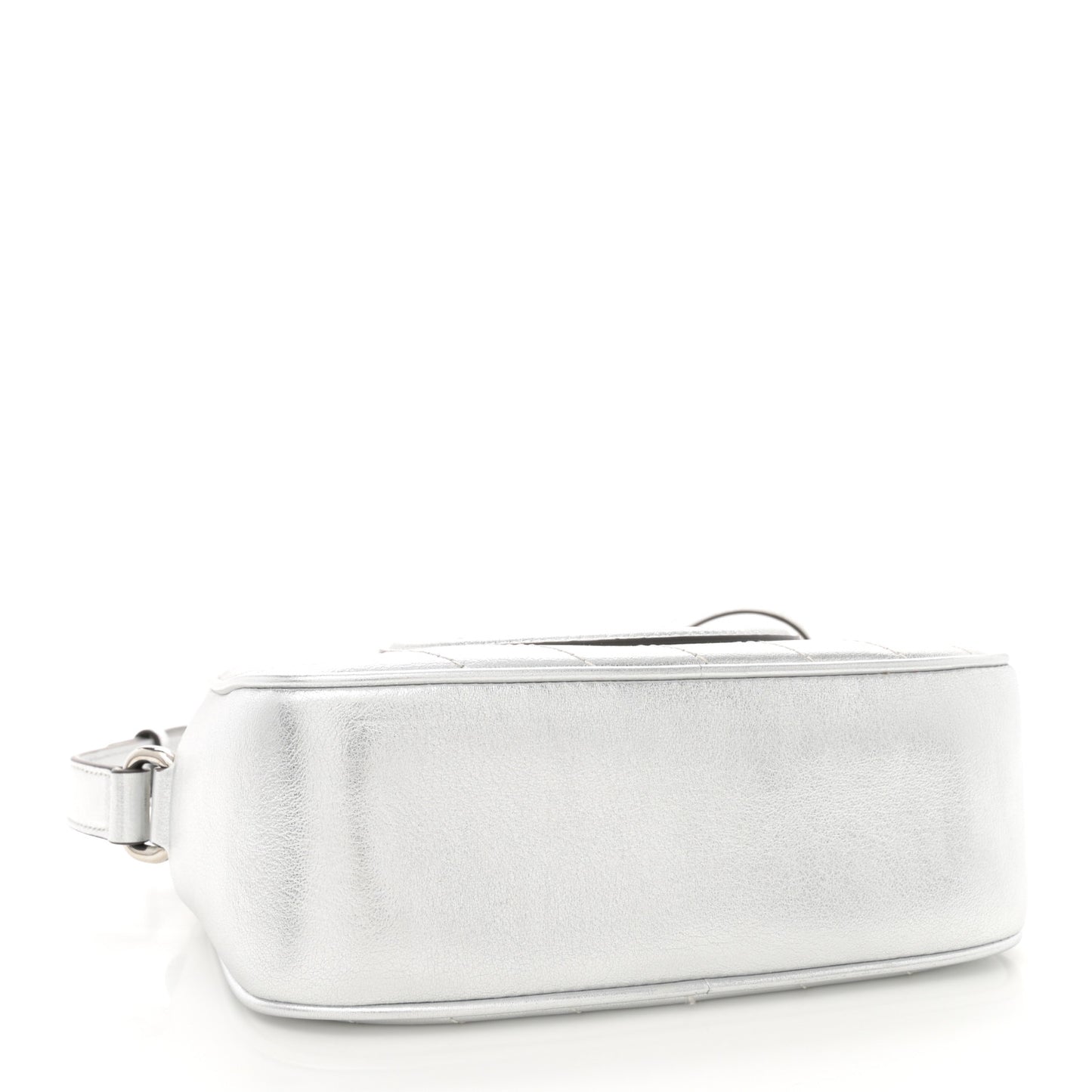 Metallic Sakai Be Green Calfskin Diagonal Stitched Small Blondie Shoulder Bag Silver
