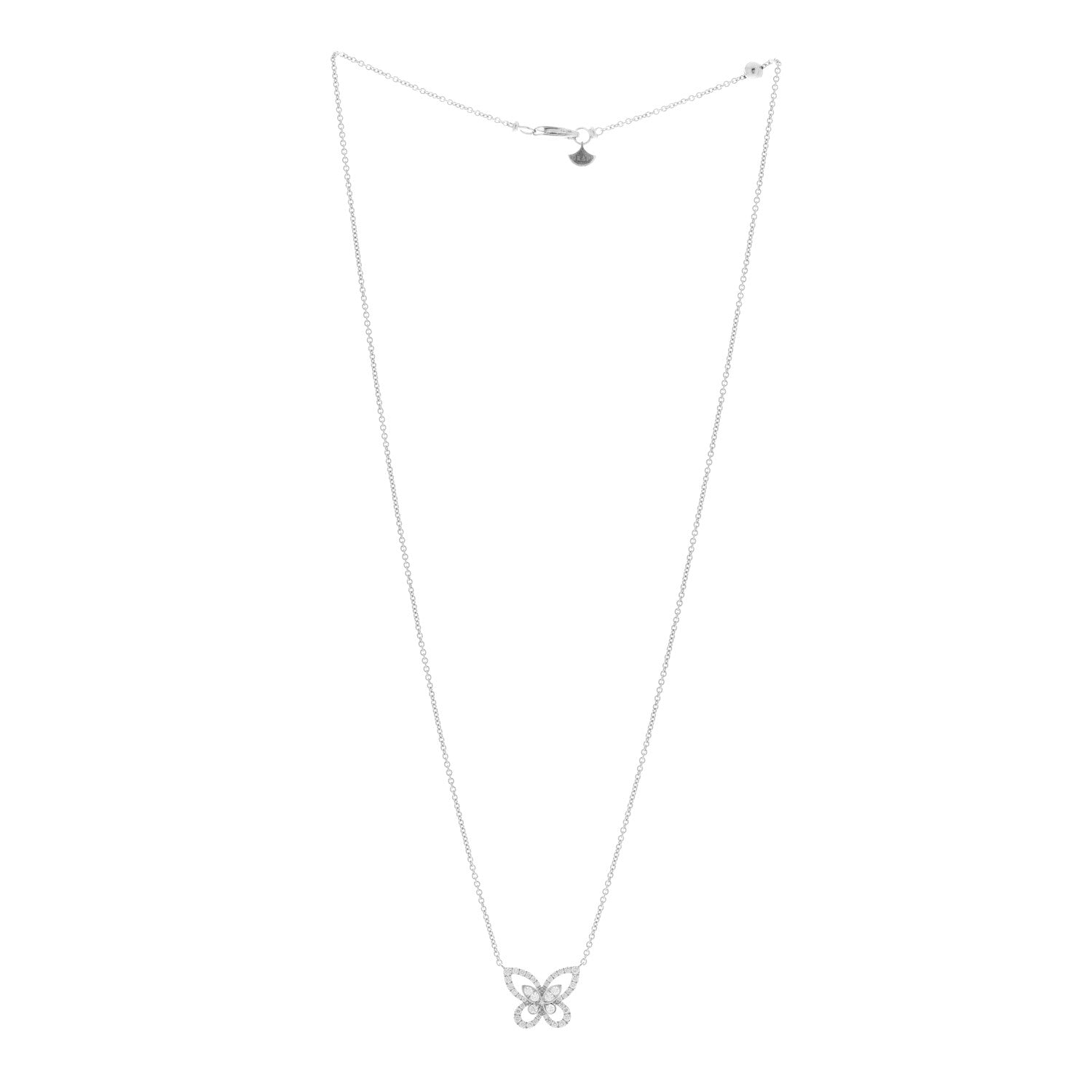 Graff 18K White Gold Diamond Butterfly Silhouette Mini Pendant Necklace 2 of 4