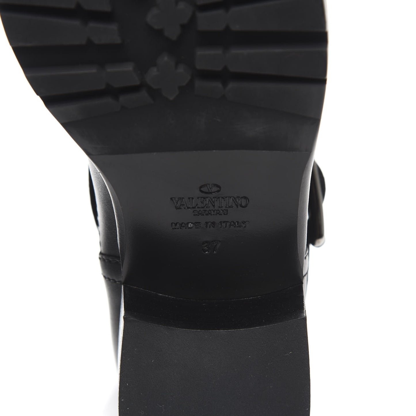Calfskin Rockstud 30mm Biker Boots 37 Black