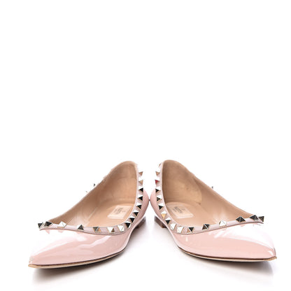 Valentino Garavani Patent Nappa Rockstud Ballerina Flats 40.5 Water Rose Poudre 6 of 17