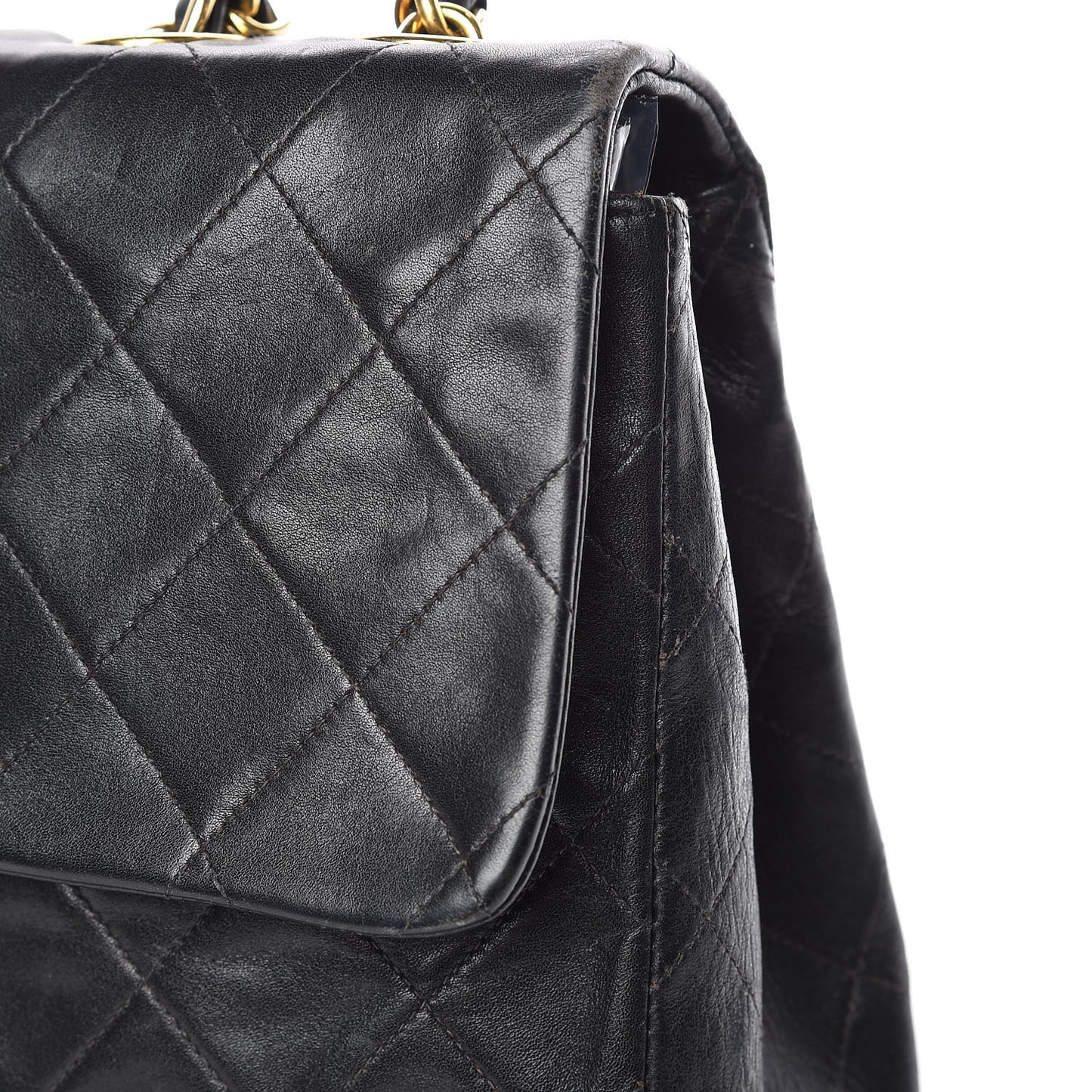 Lambskin Quilted XL Jumbo Single Flap Black