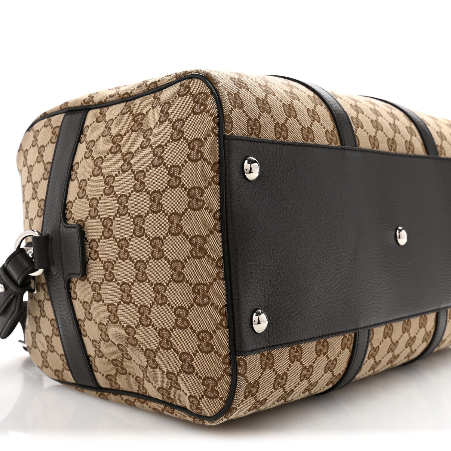 Gucci Monogram Dollar Calfskin Boston Duffle Bag Beige Ebony Testa di Moro Marrone Scuro 8 of 13
