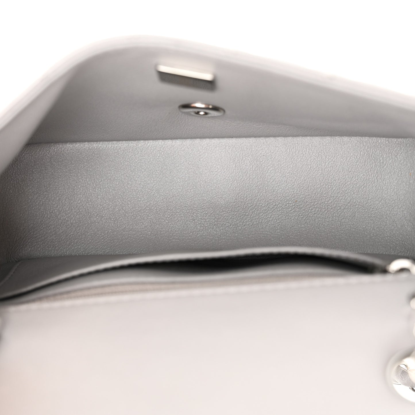 Lambskin Quilted Mini Rectangular Flap Grey