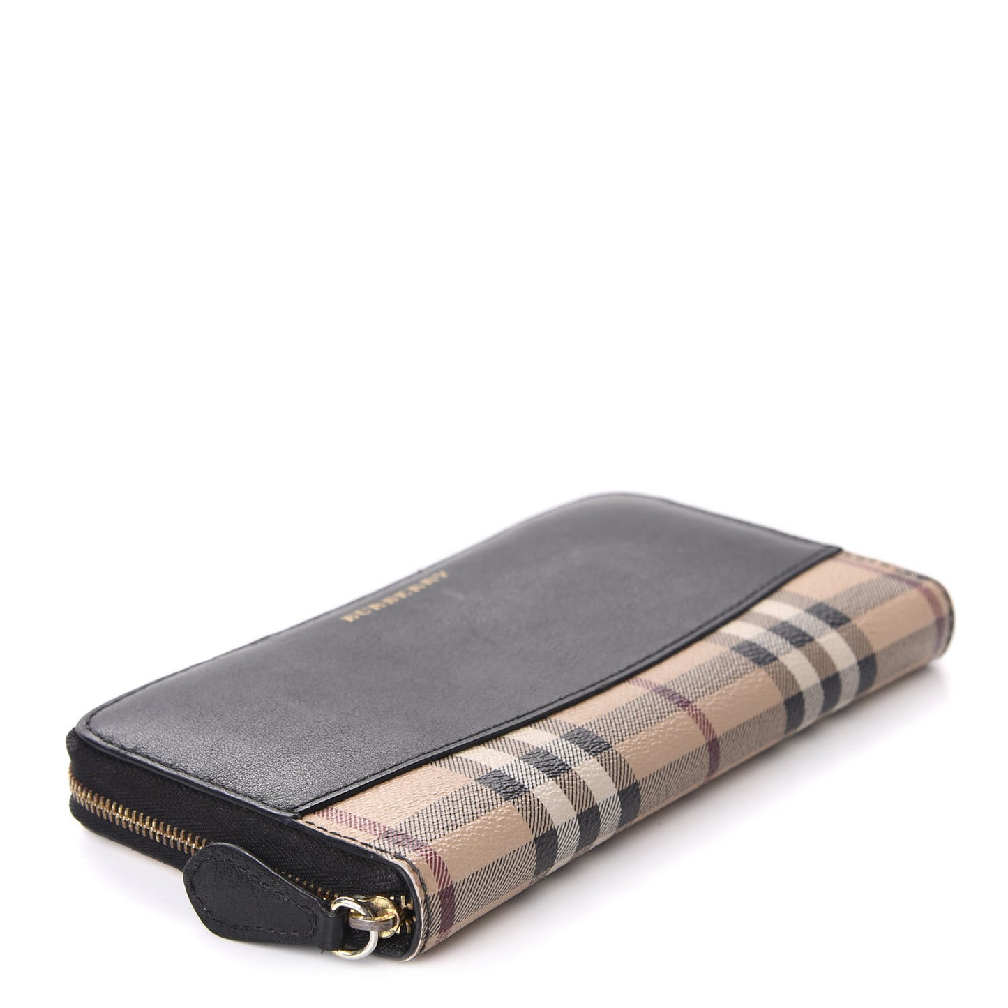 Calfskin Haymarket Check Elmore Zip Around Wallet Black