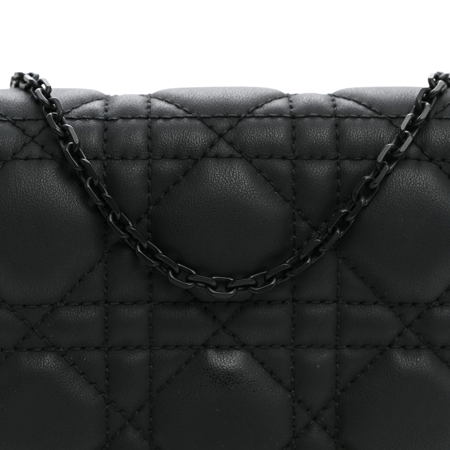 Ultra Matte Calfskin Cannage Nano Lady Dior Pouch Black