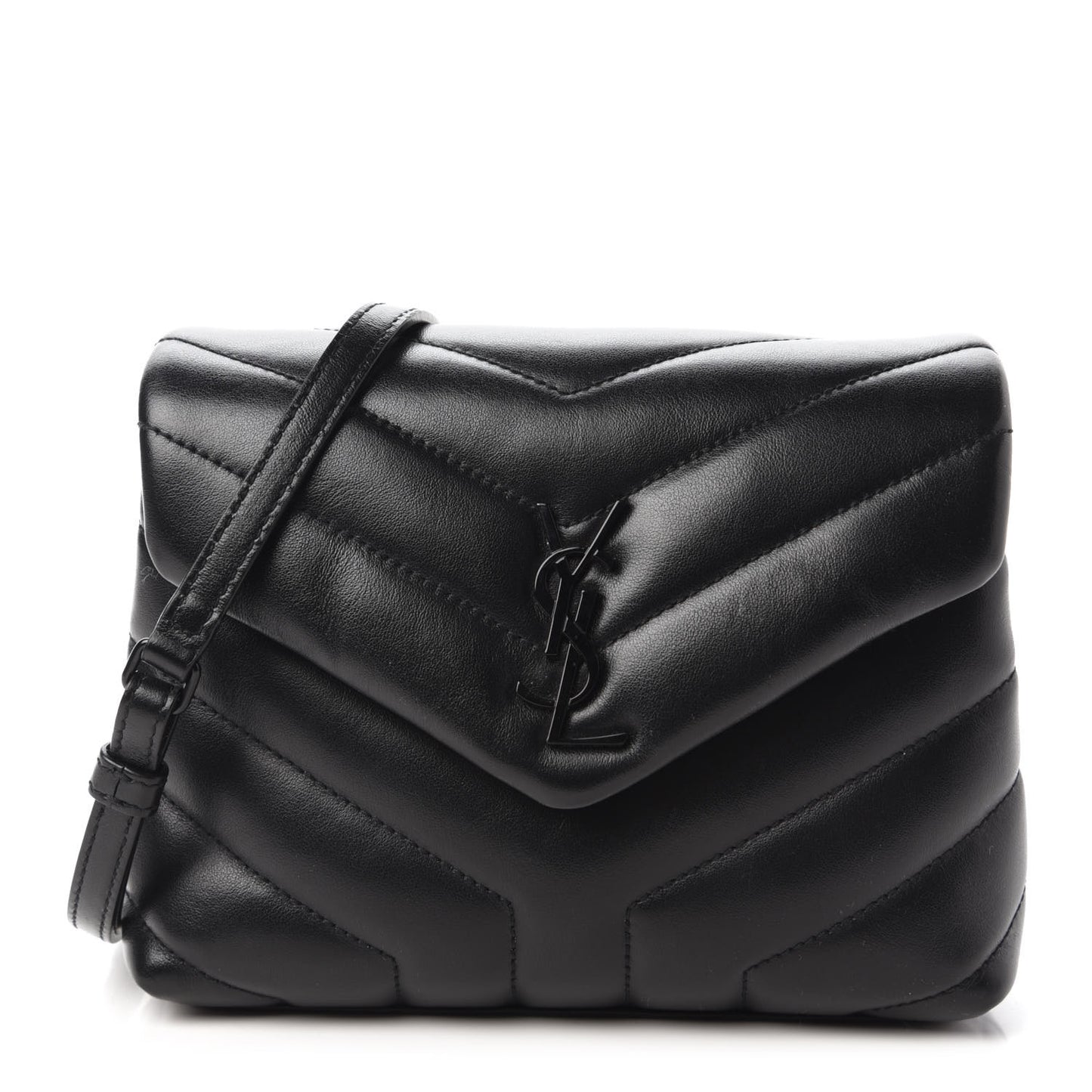 Calfskin Y Quilted Monogram Toy Loulou Crossbody Bag Black
