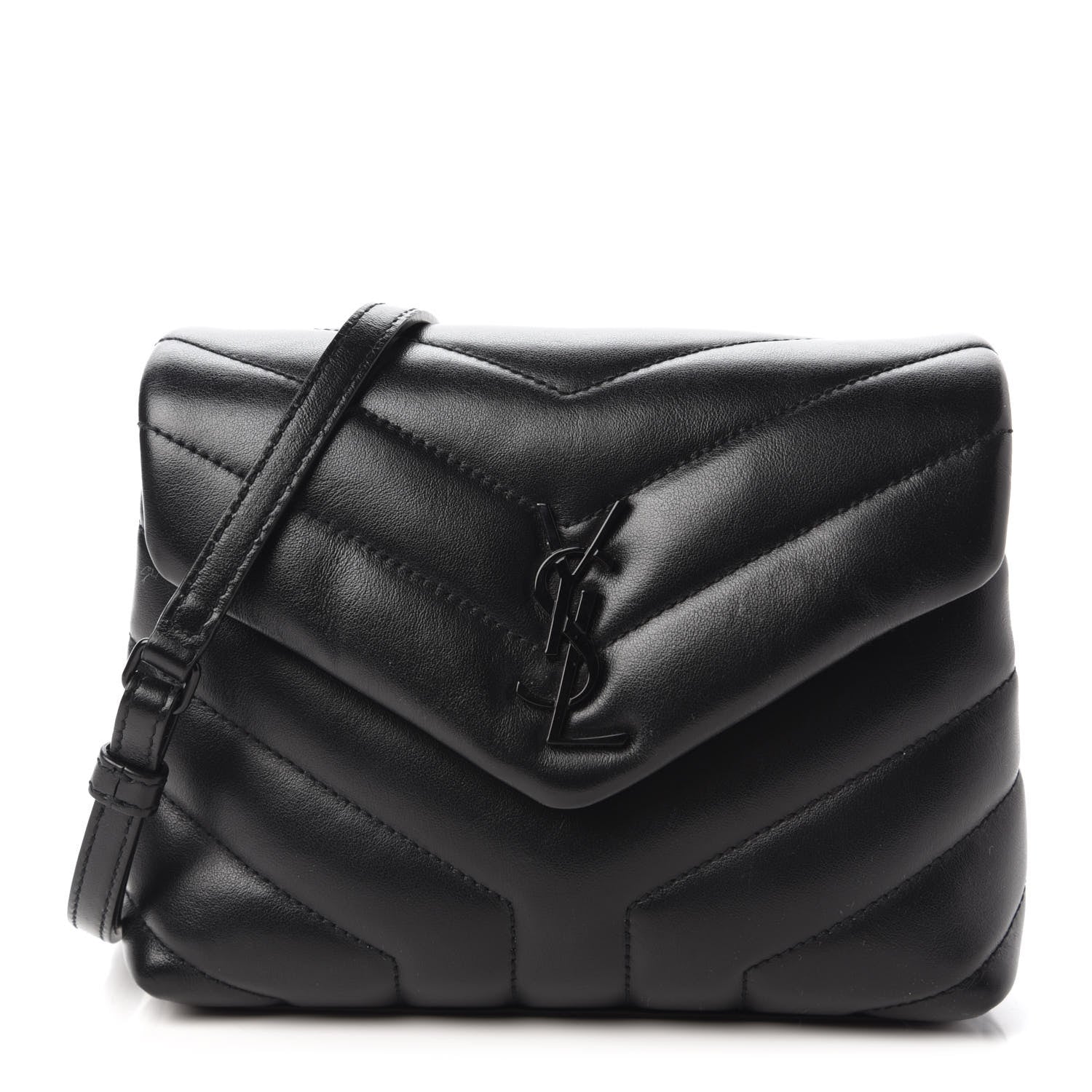 Saint Laurent Calfskin Y Quilted Monogram Toy Loulou Crossbody Bag Black 1 of 10