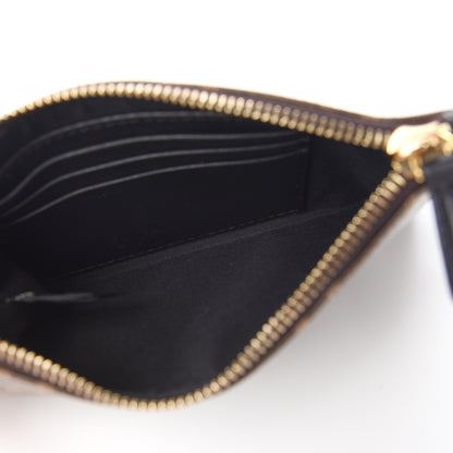Fendi Glazed Fabric Vitello Century FF 1974 Stamp Patch XS FFreedom Flat Pouch Mogano Panna Black 4 of 6
