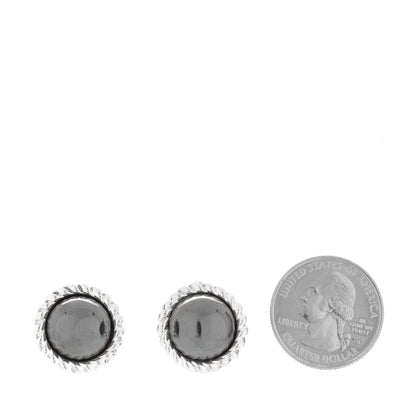 Tiffany Sterling Silver Hematite Round Clip Earrings 3 of 5