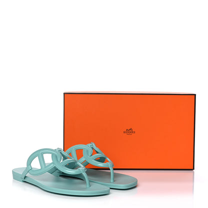 Hermes Rubber Womens Egerie Sandals 38 Vert Embrun 9 of 9
