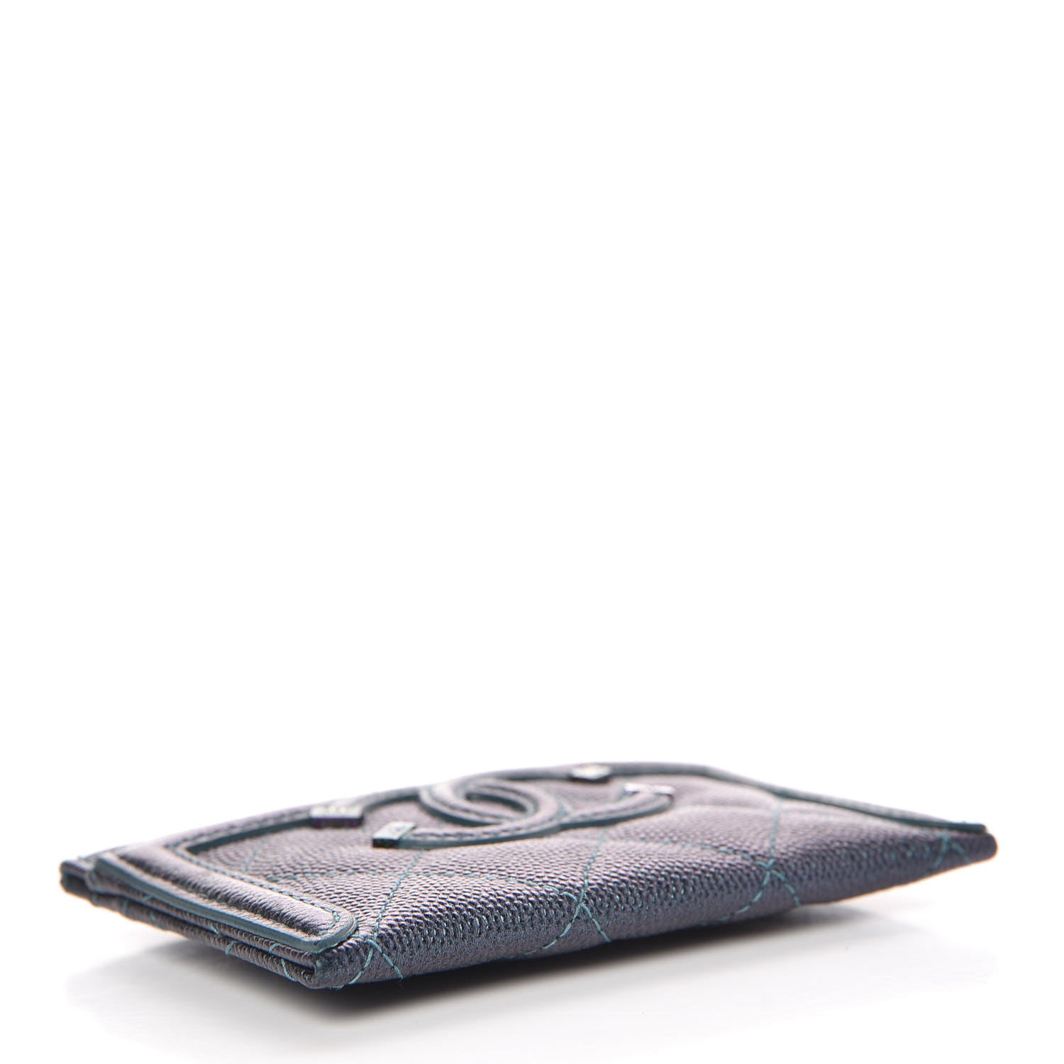 Chanel Iridescent Caviar Quilted Filigree Card Holder Dark Turquoise 4 of 9