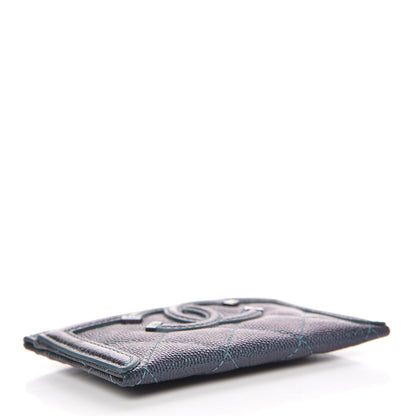 Chanel Iridescent Caviar Quilted Filigree Card Holder Dark Turquoise 4 of 9