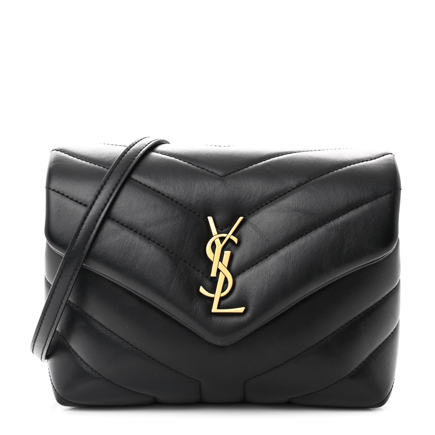 Saint Laurent Calfskin Y Quilted Monogram Toy Loulou Crossbody Bag Black 1 of 13