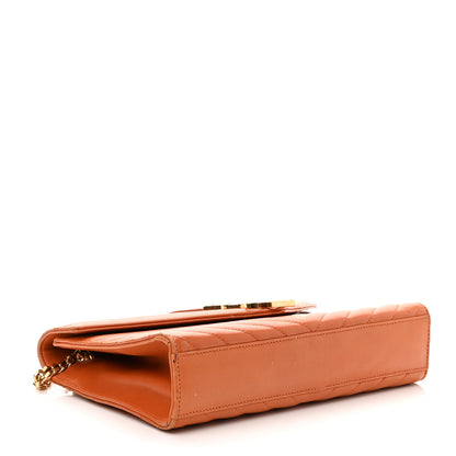 Saint Laurent Smooth Calfskin Matelasse Chevron Medium Monogram Satchel Mandarine 4 of 14