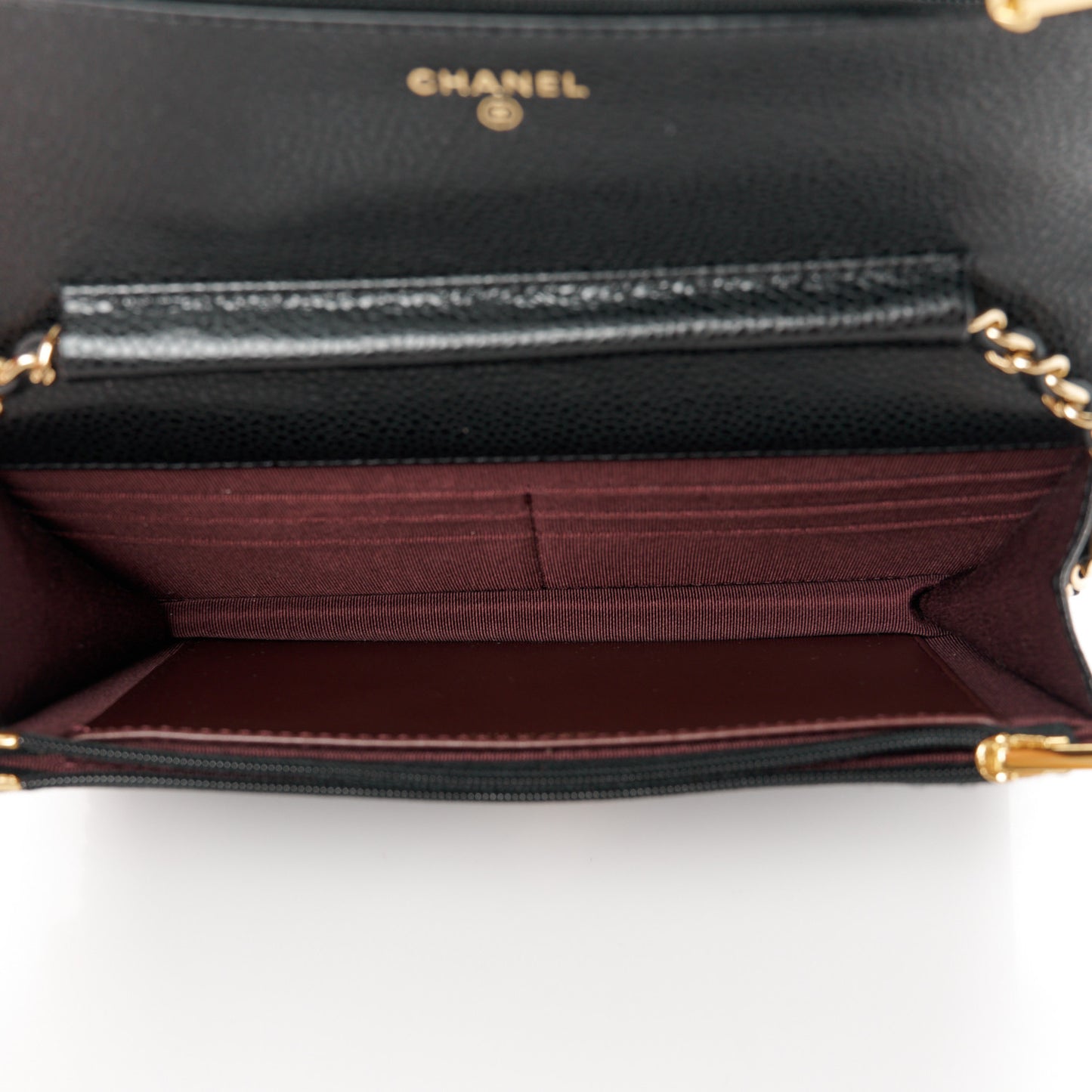 Caviar Quilted Wallet on Chain WOC Black