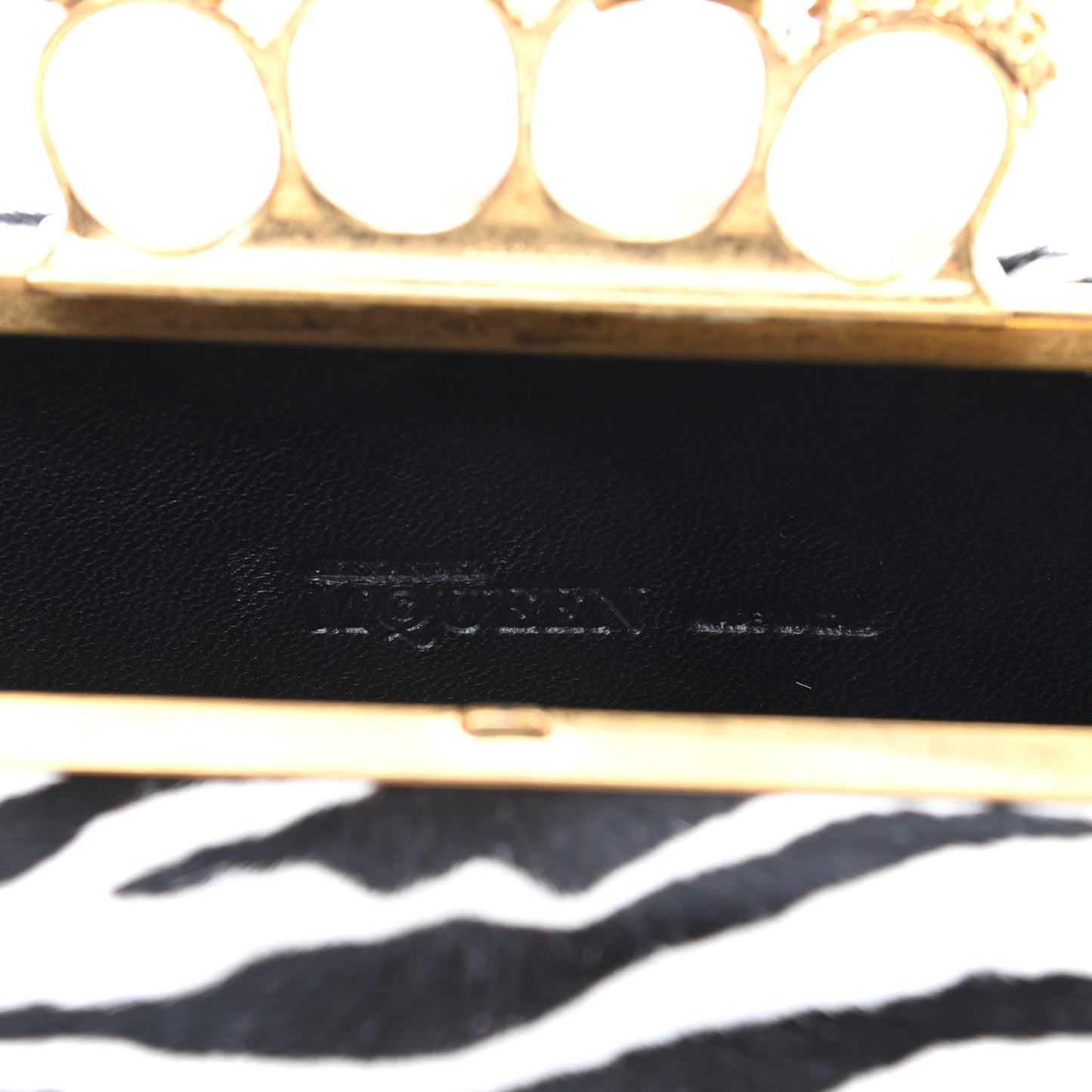 Calf Hair Zebra Print Knuckle Box Clutch
