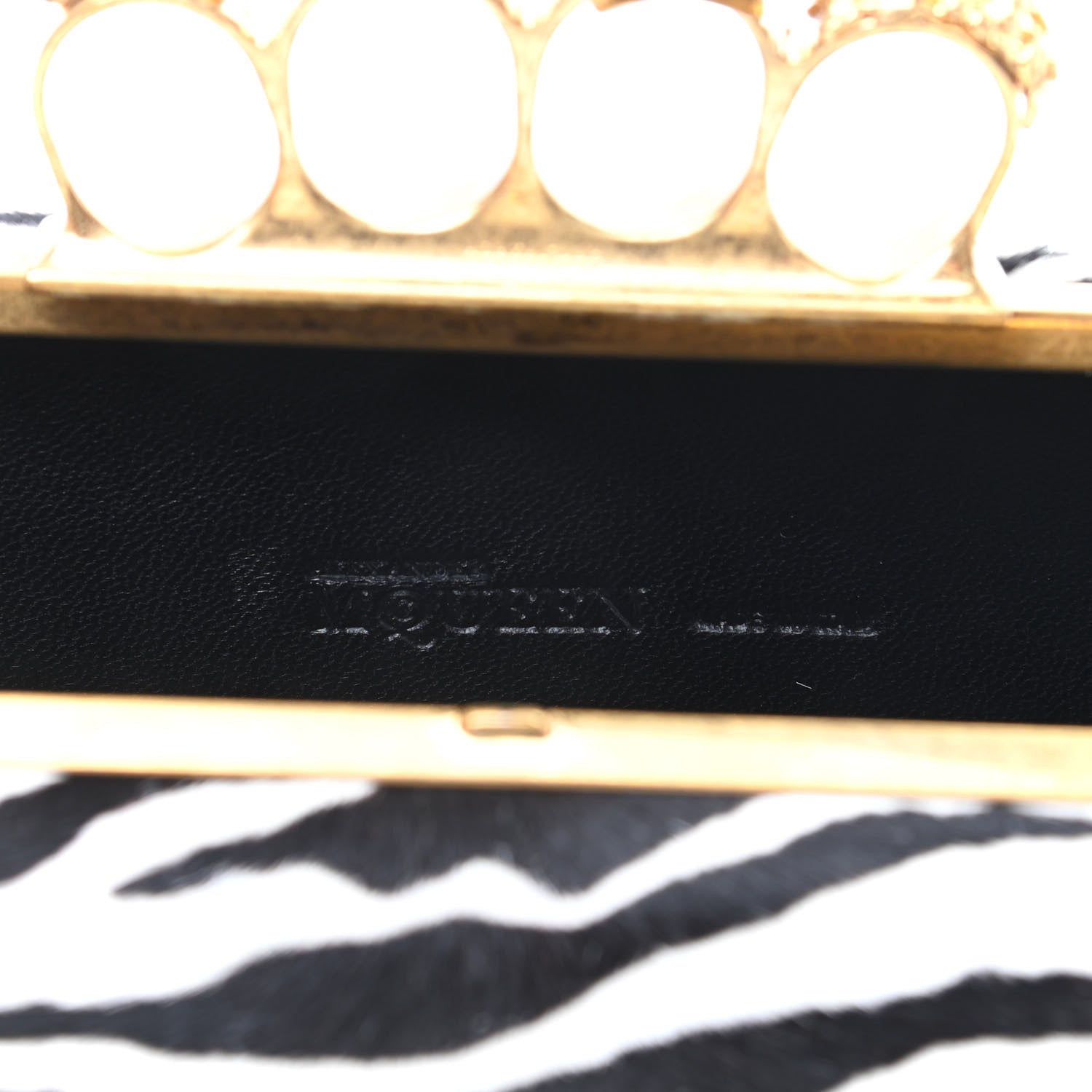 Alexander McQueen Calf Hair Zebra Print Knuckle Box Clutch 6 of 9