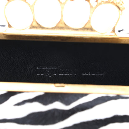 Alexander McQueen Calf Hair Zebra Print Knuckle Box Clutch 6 of 9