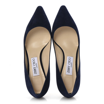 Jimmy Choo Suede Pointy Toe Romy 60 Pumps 38.5 Navy 2 of 9