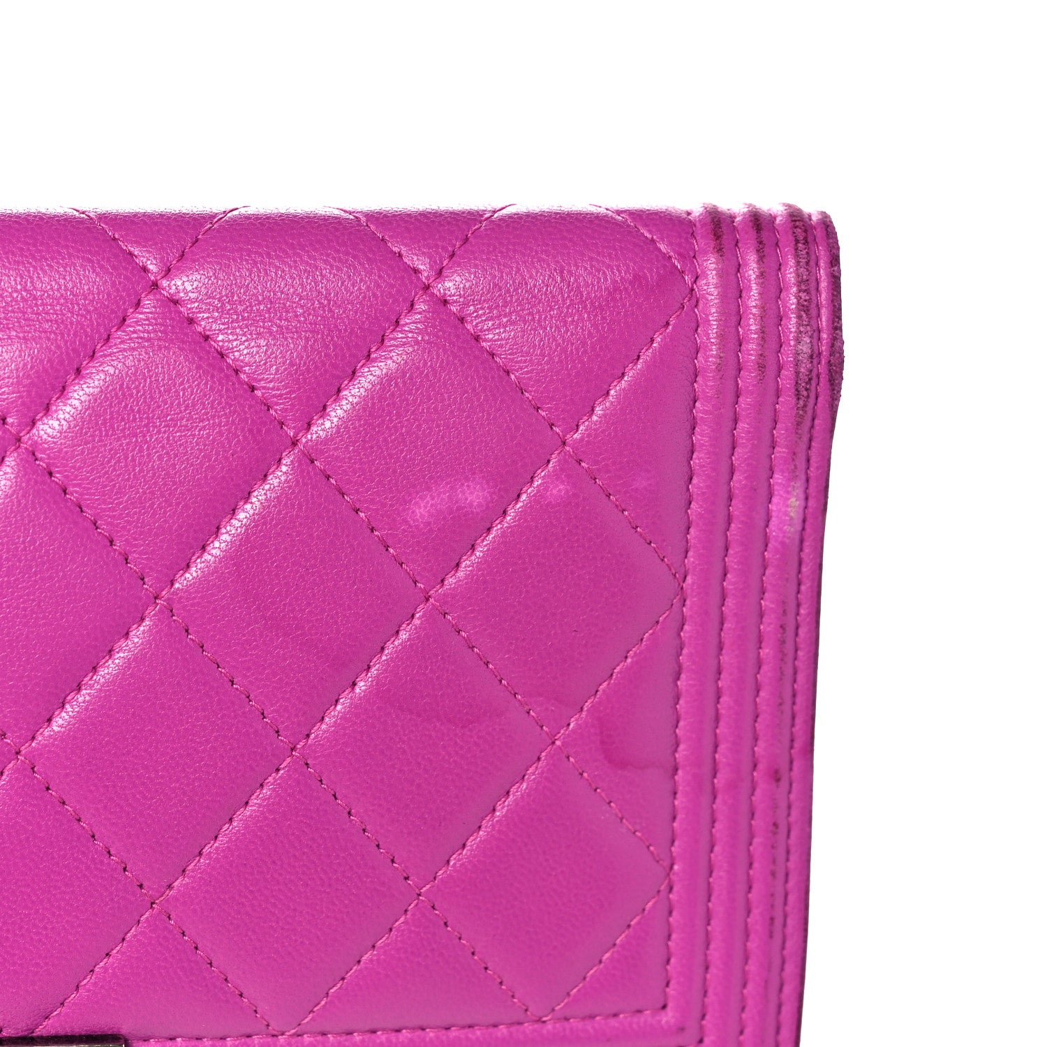 Chanel Lambskin Quilted Boy Yen Wallet Pink 21 of 22