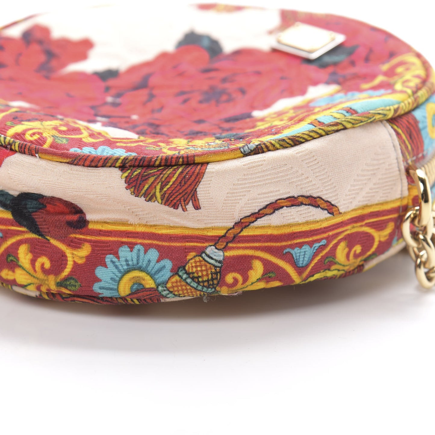 Fabric Floral Print Round Crossbody Multicolor