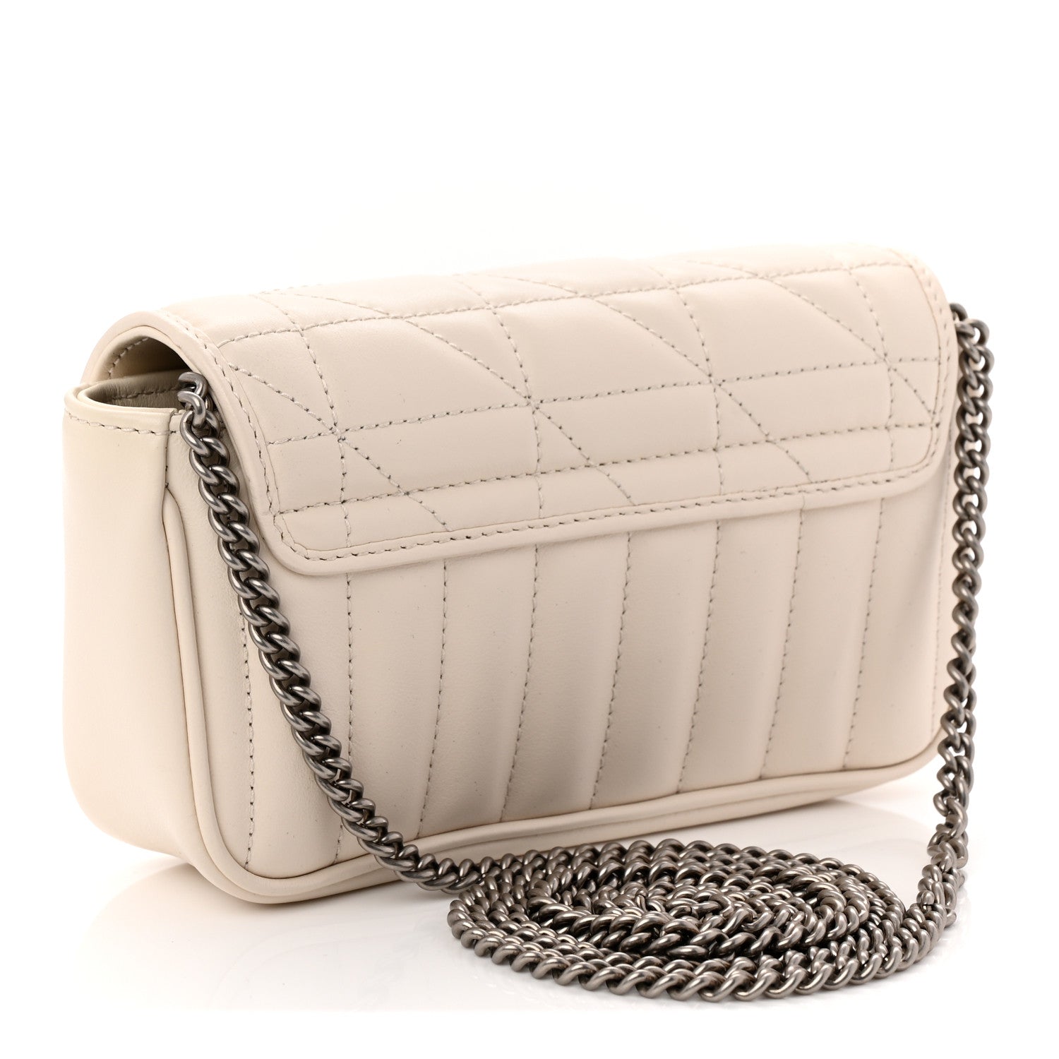 Gucci Calfskin Matelasse Aria Super Mini GG Marmont Shoulder Bag Mystic White 3 of 11