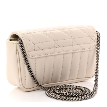 Gucci Calfskin Matelasse Aria Super Mini GG Marmont Shoulder Bag Mystic White 3 of 11