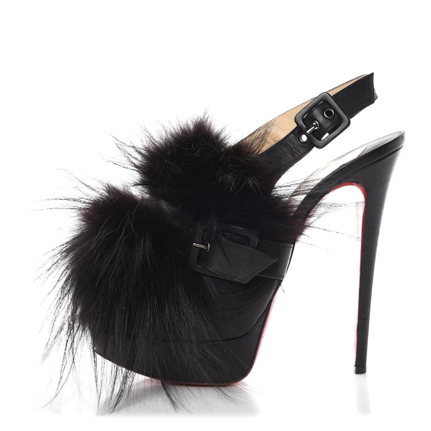 Christian Louboutin Suede Fox Fur Splash 150 Pumps 41.5 Black 1 of 9