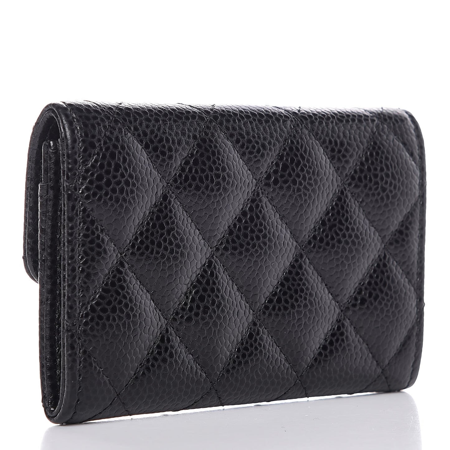 Caviar Quilted Flap Card Holder Black