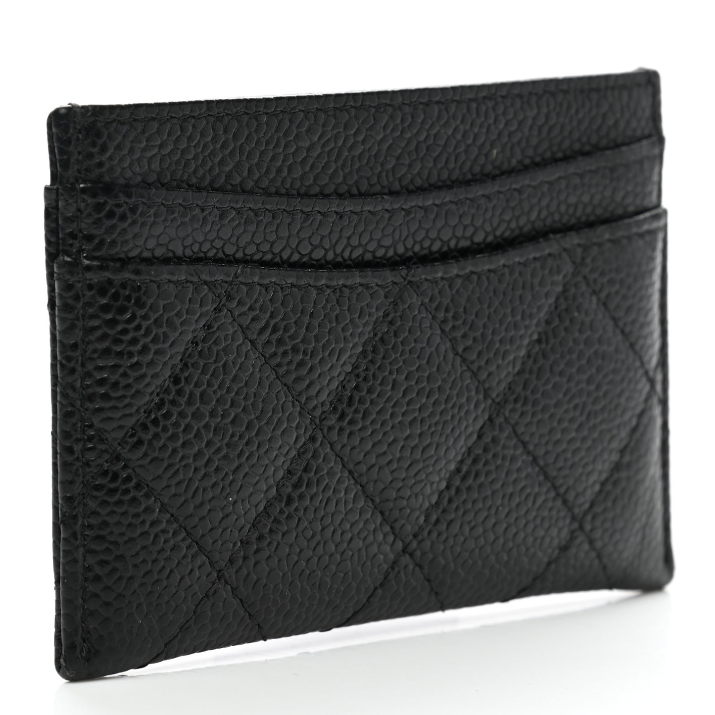 Caviar Quilted Card Holder Black