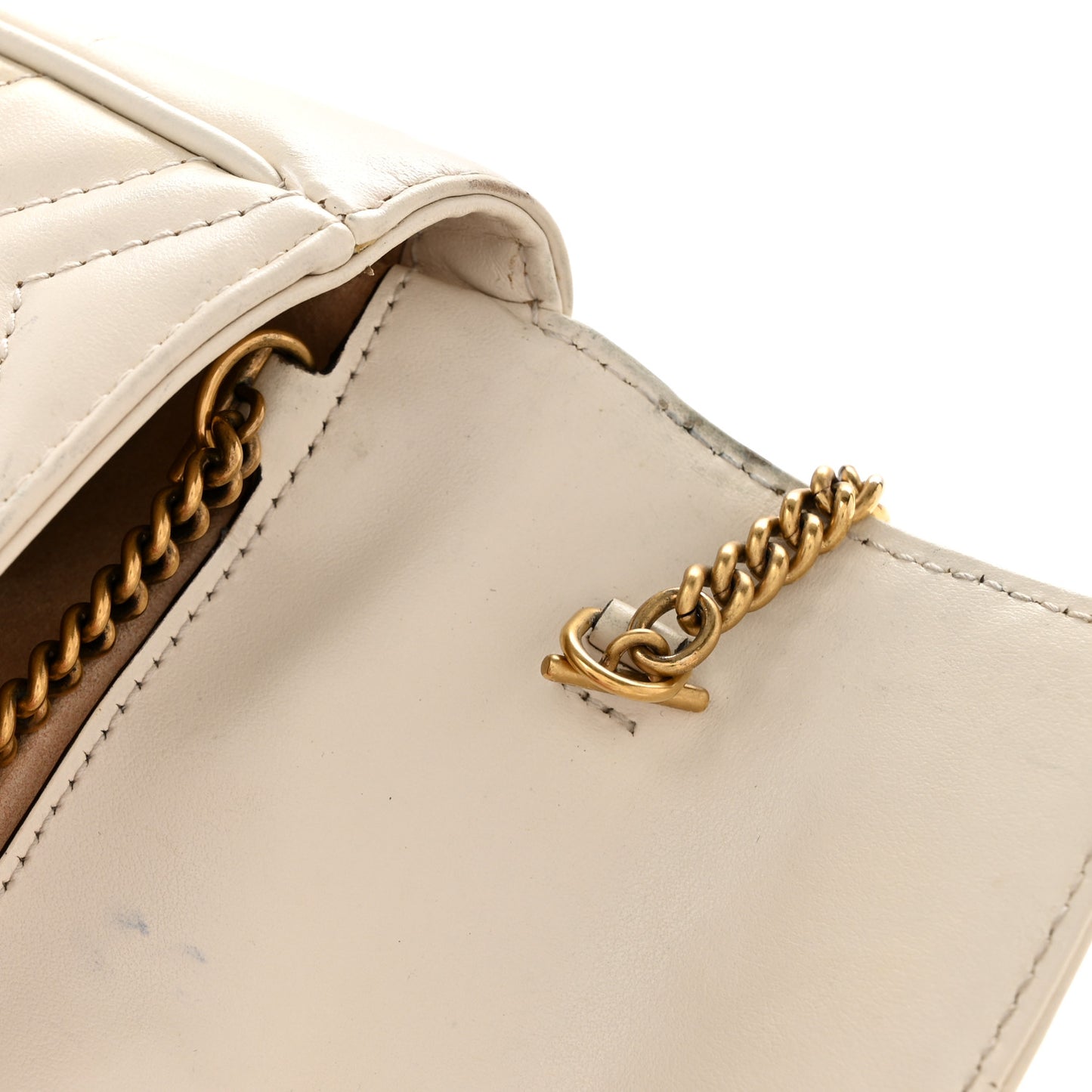 Calfskin Matelasse Super Mini GG Marmont Shoulder Bag White