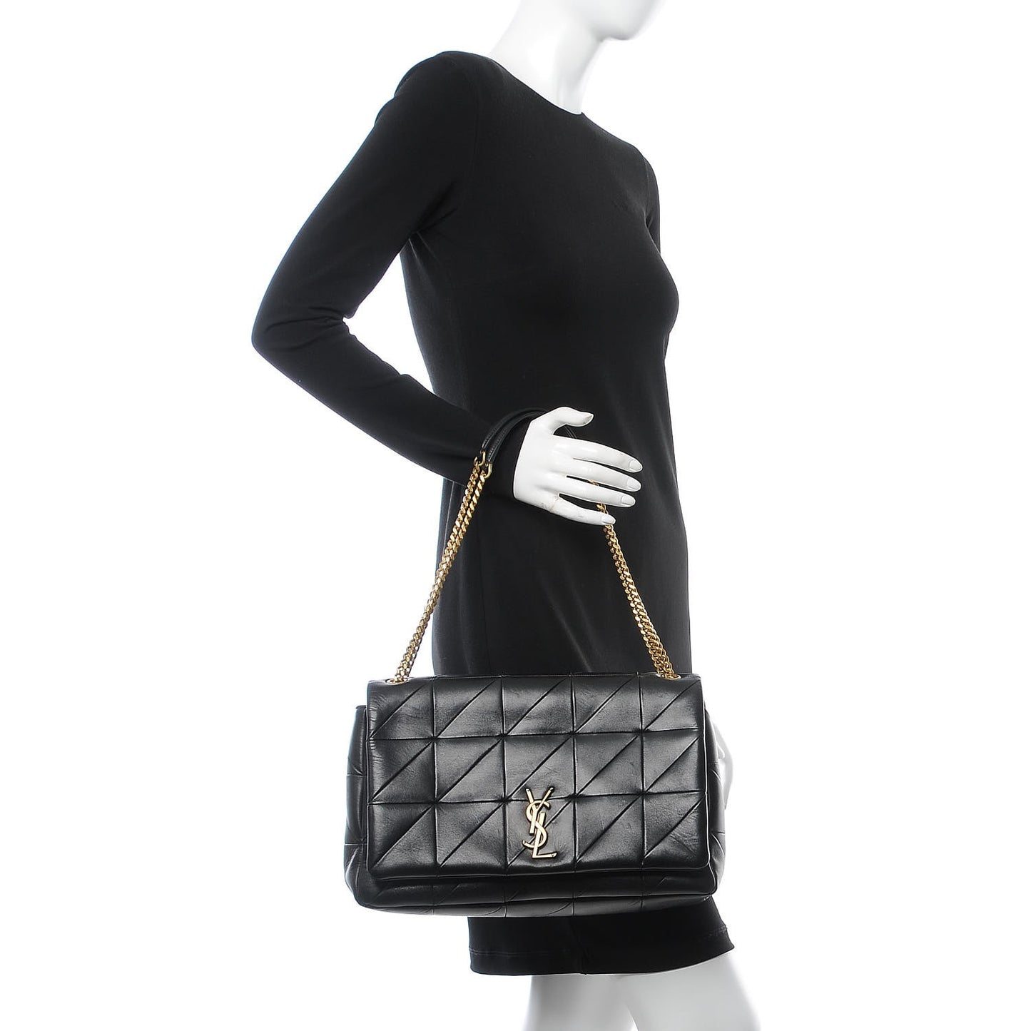 Lambskin Patchwork Monogram Large Jamie Black