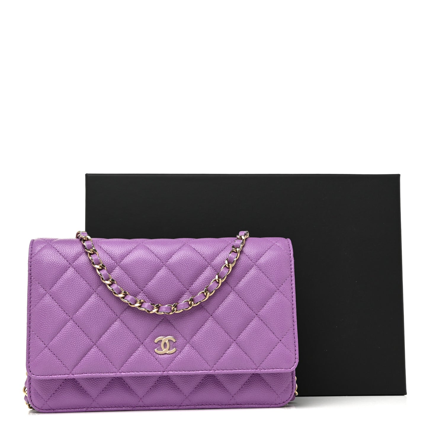 Caviar Quilted Wallet On Chain WOC Purple