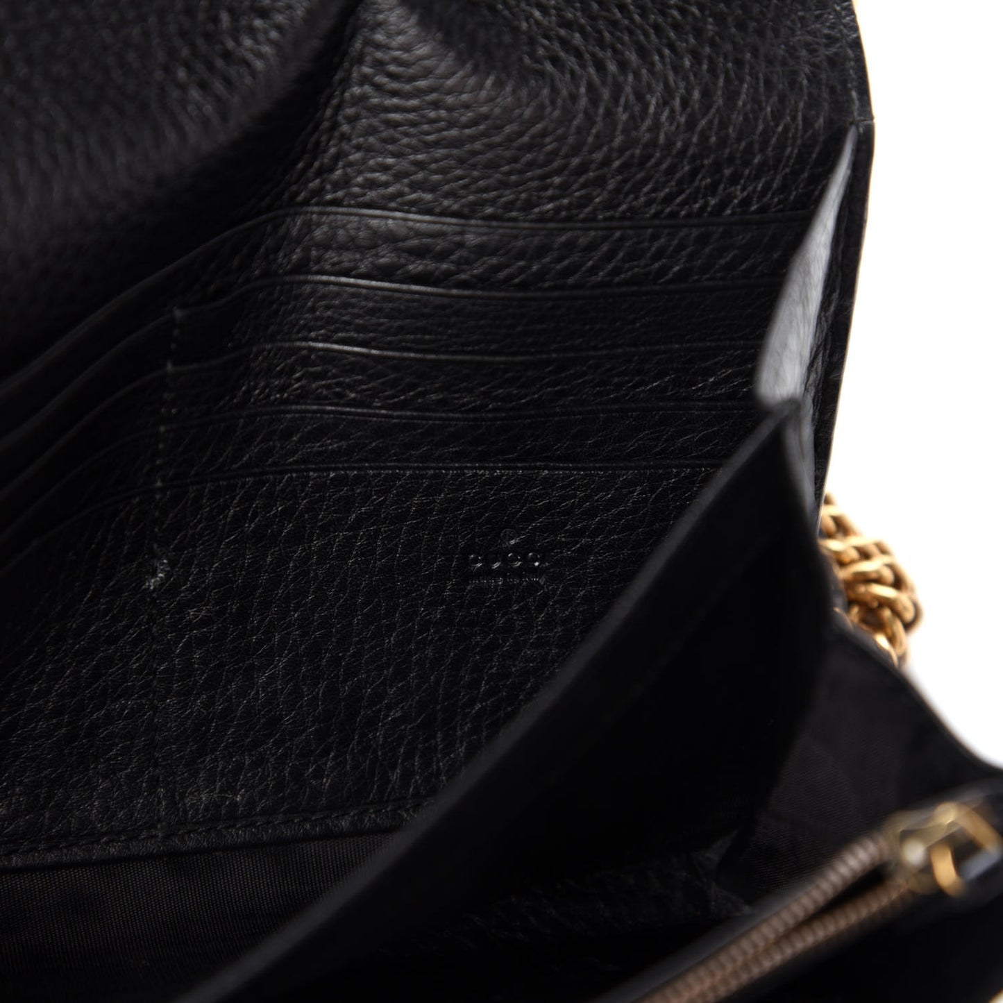 Calfskin GG Marmont Chain Wallet Black