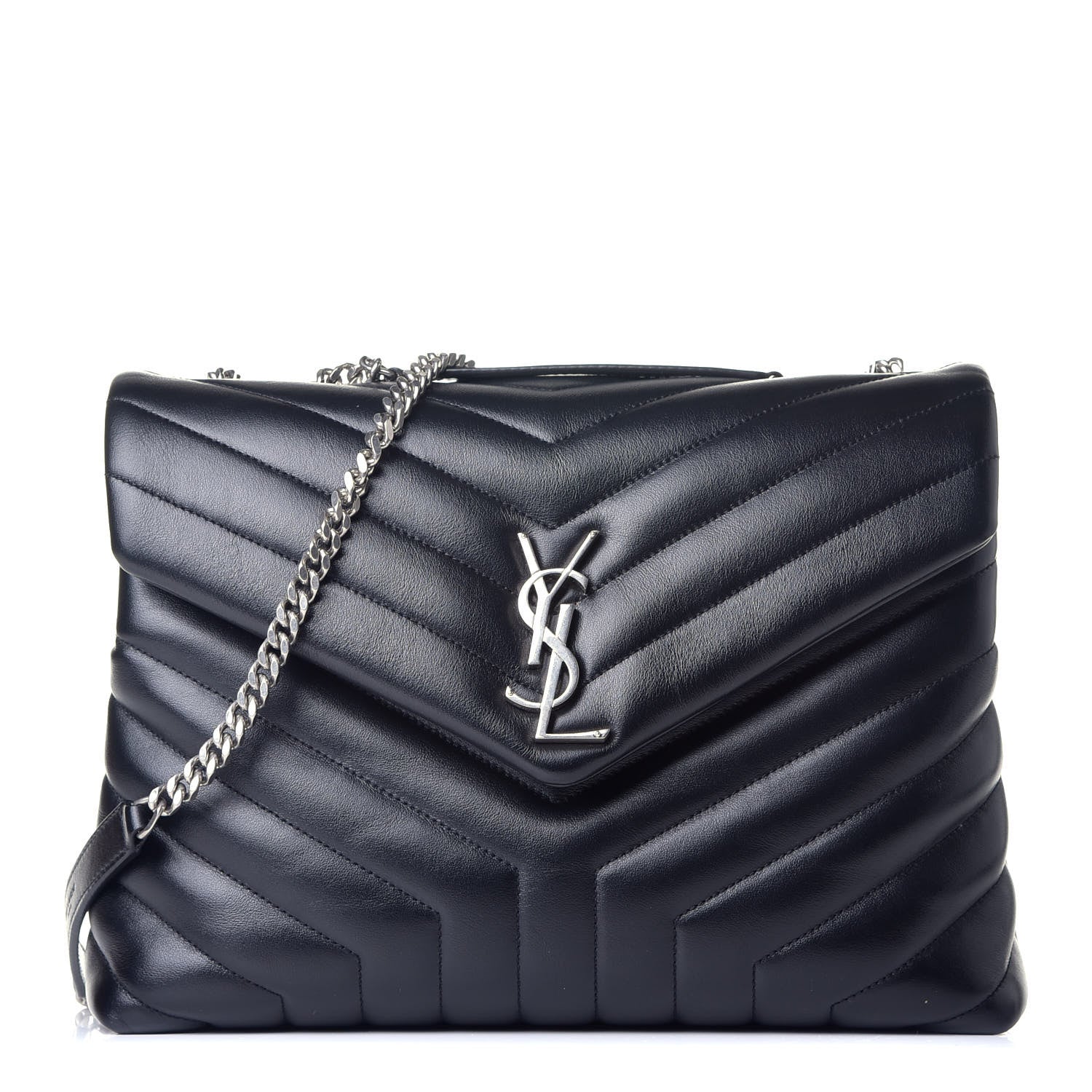 Saint Laurent Calfskin Y Quilted Monogram Medium Loulou Chain Satchel Black 1 of 9