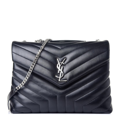 Saint Laurent Calfskin Y Quilted Monogram Medium Loulou Chain Satchel Black 1 of 9