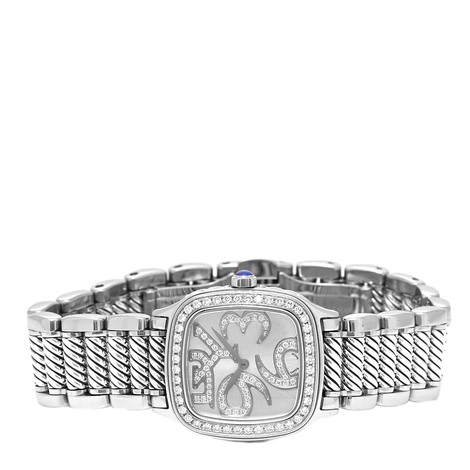 David Yurman Stainless Steel Diamond Bezel Dial 25mm Thoroughbred Quartz Watch 2 of 5