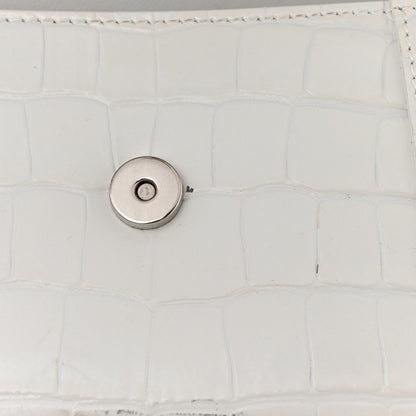 Balenciaga Shiny Calfskin Crocodile Embossed Small Hourglass Evening Chain Bag White 16 of 16