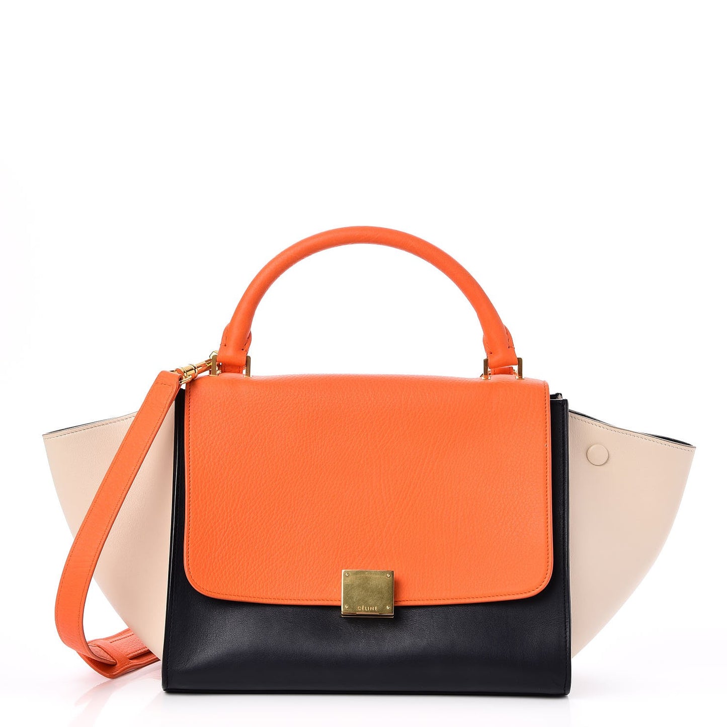 Bullhide Calfskin Small Tri-Color Trapeze Fluo Orange