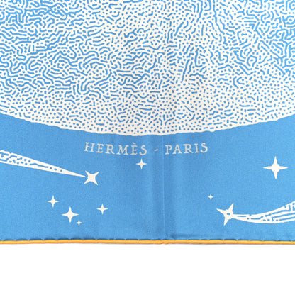 Hermes Silk Clair De Lune Double Face Scarf 90 Black Jaune D'Or Bleu 7 of 9