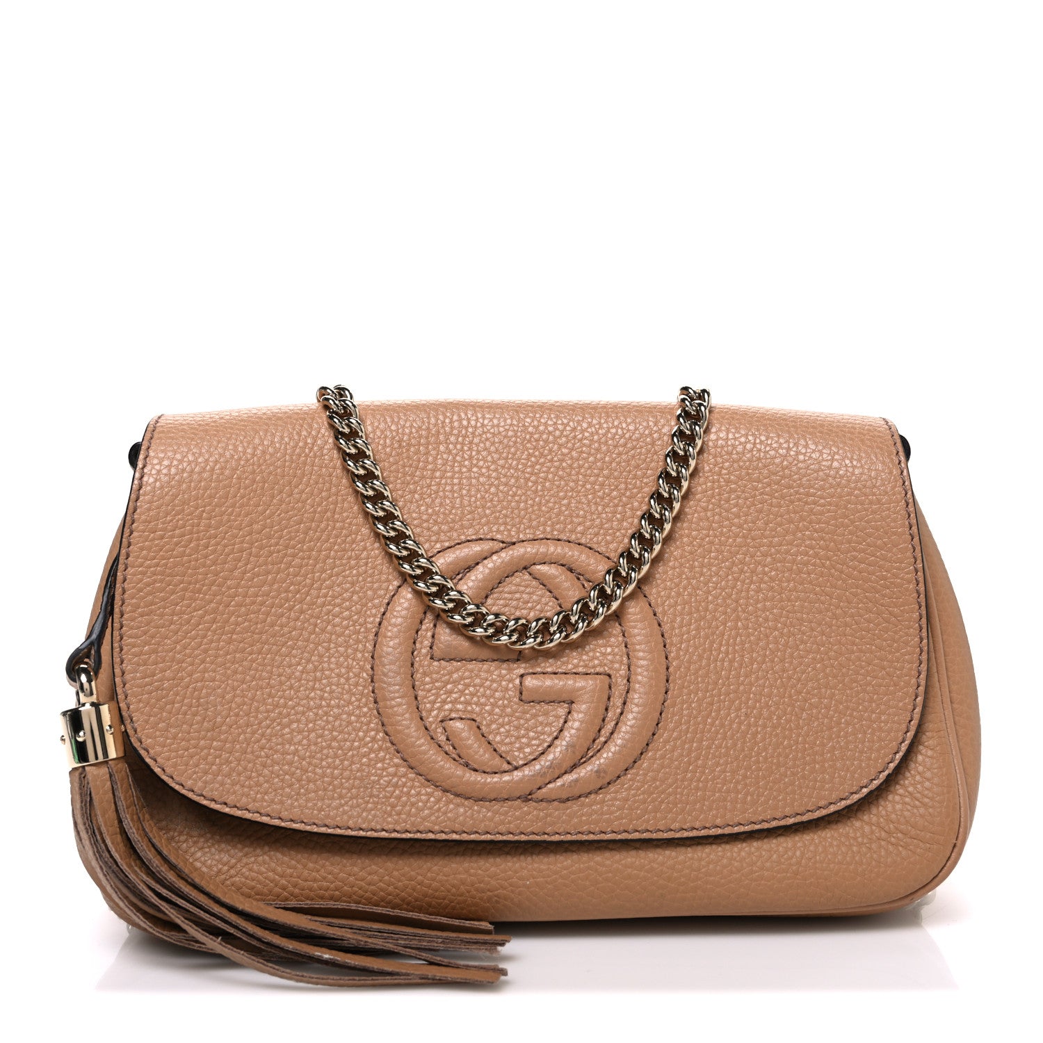 Gucci Pebbled Calfskin Medium Soho Flap Crossbody Camelia 1 of 13