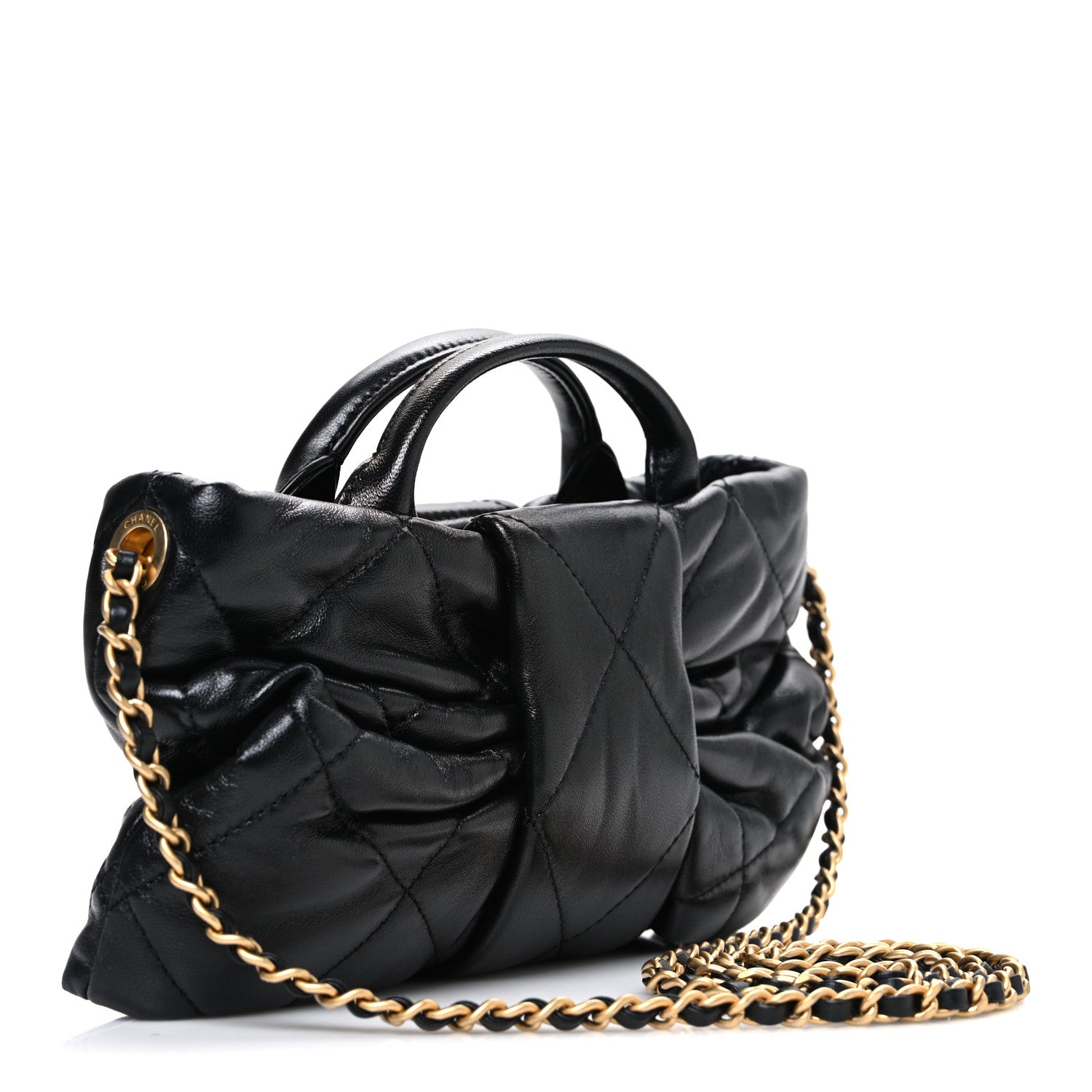 Chanel Lambskin Quilted Mini Bow Bag Black 3 of 10