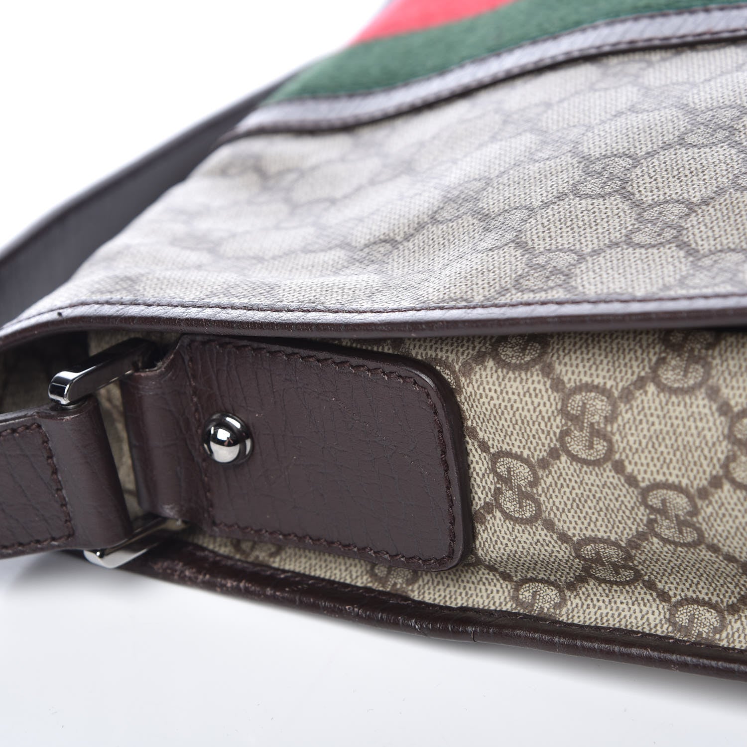 Gucci GG Plus Monogram Web Large Flap Messenger Bag Beige Dark Brown 12 of 14