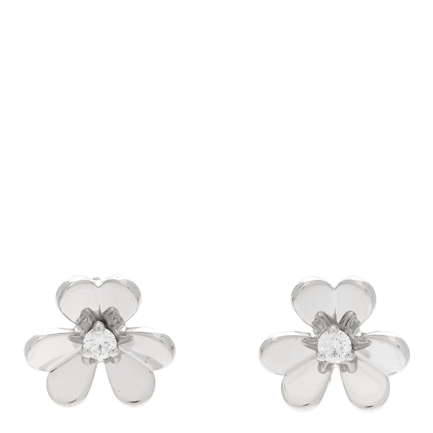Van Cleef & Arpels 18K White Gold Diamond Mini Frivole Earrings 1 of 4