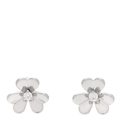 Van Cleef & Arpels 18K White Gold Diamond Mini Frivole Earrings 1 of 4