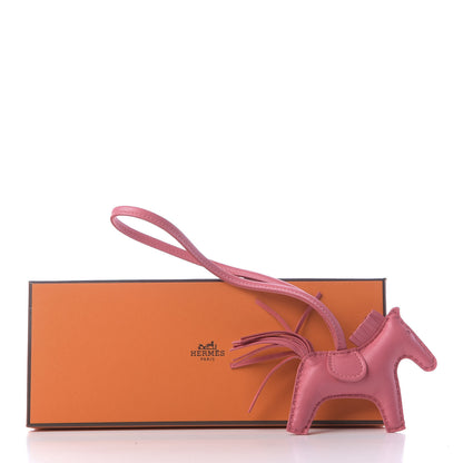 Hermes Milo Lambskin Grigri Rodeo Horse Bag Charm PM Rose Azalee 6 of 6