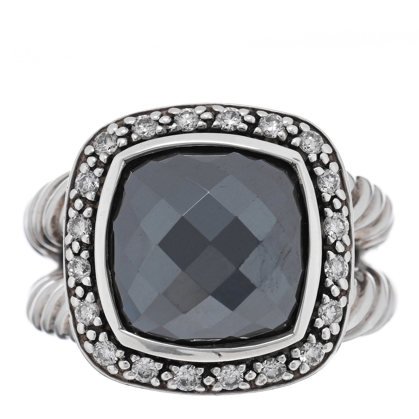 Sterling Silver Diamond Hematite 11mm Albion Ring 53 6.25