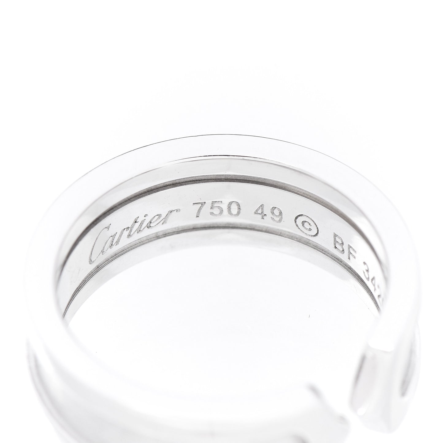 18K White Gold 6.5mm C De Cartier Ring 49 4.75