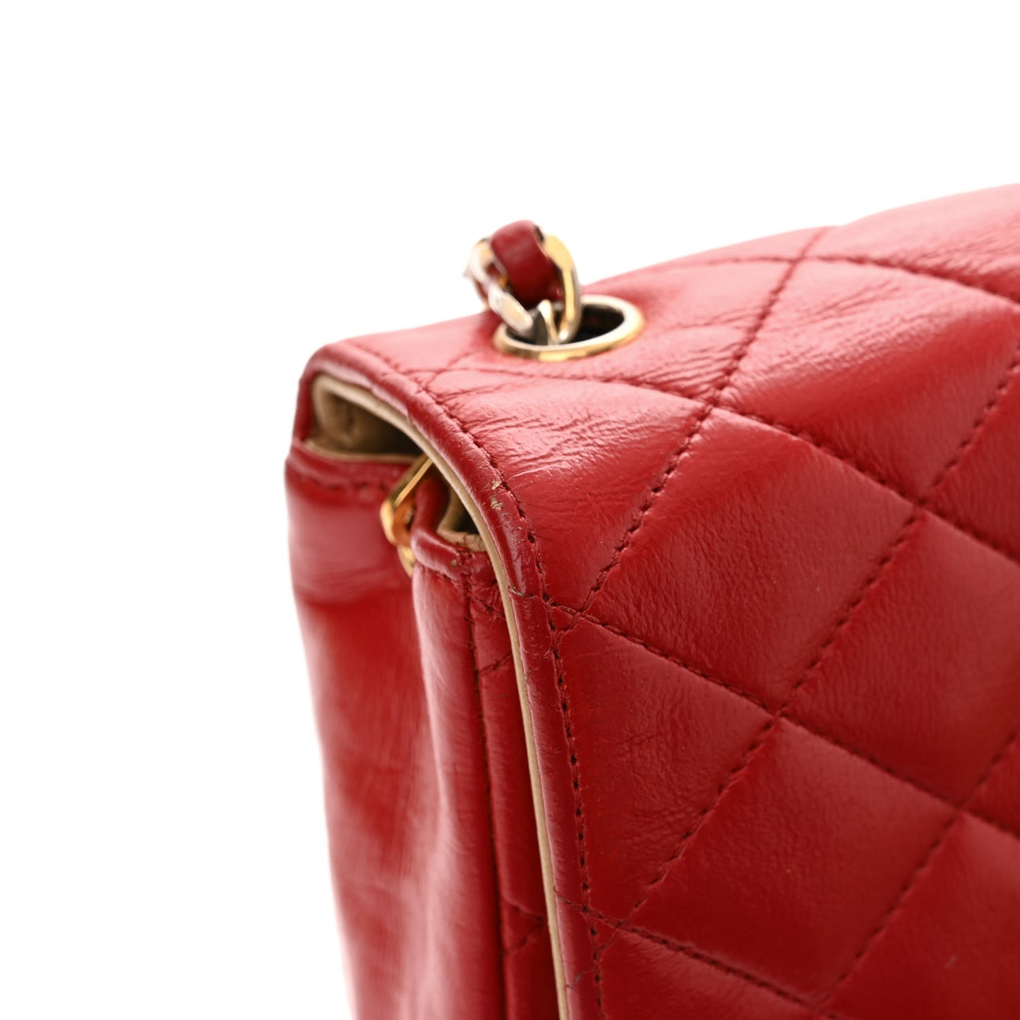 Lambskin Quilted Small Single Flap Red