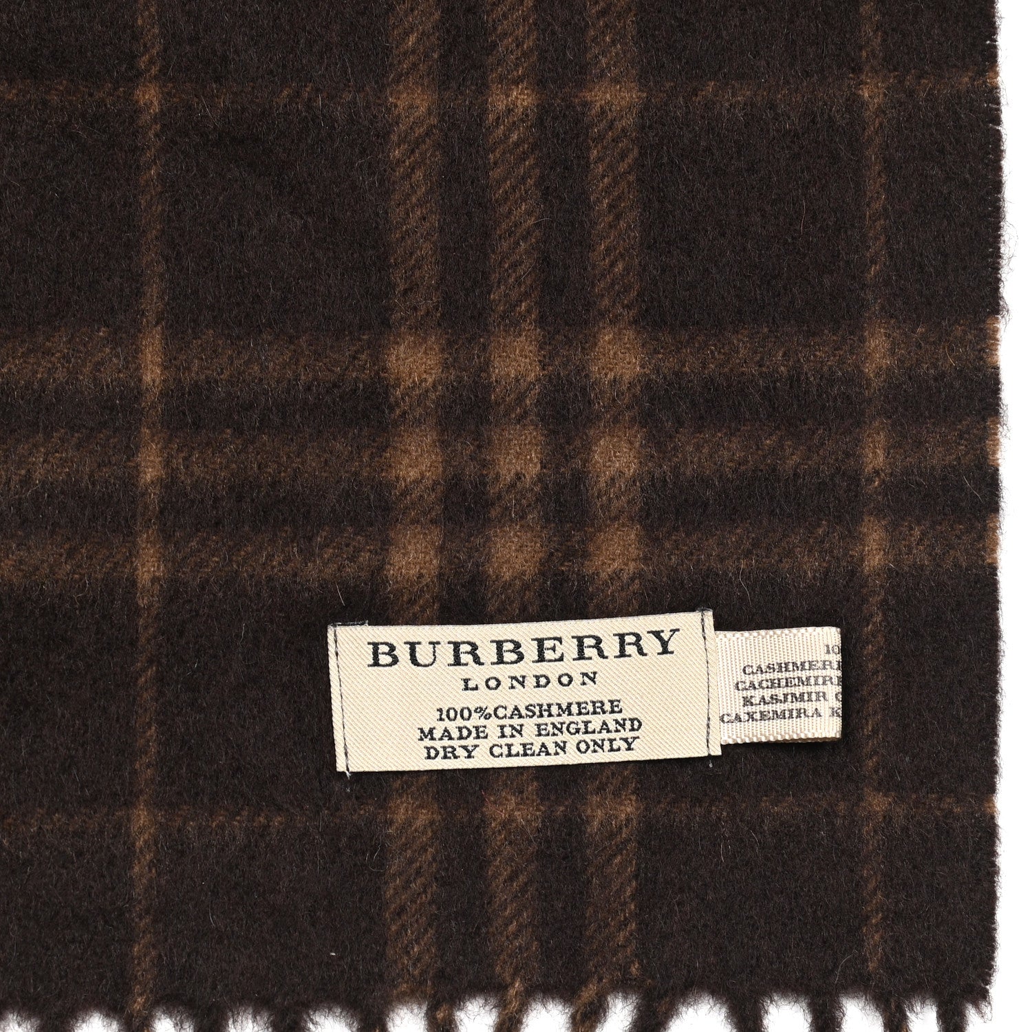 Burberry Cashmere Classic Check Fringe Scarf Caramel 4 of 4